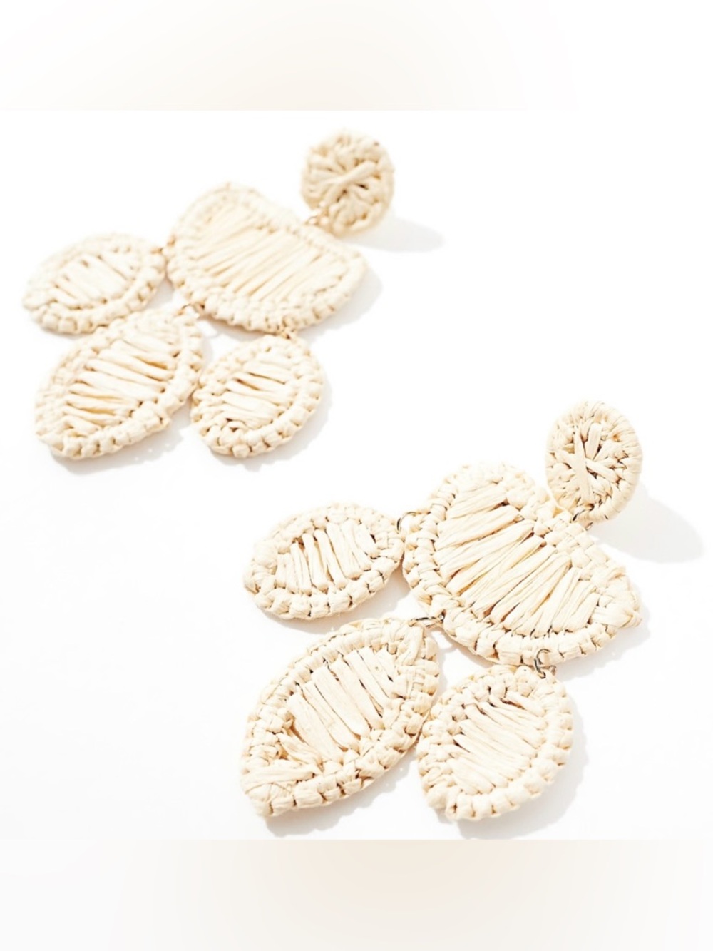 Mango Cream Raffia Cluster Drop Earrings